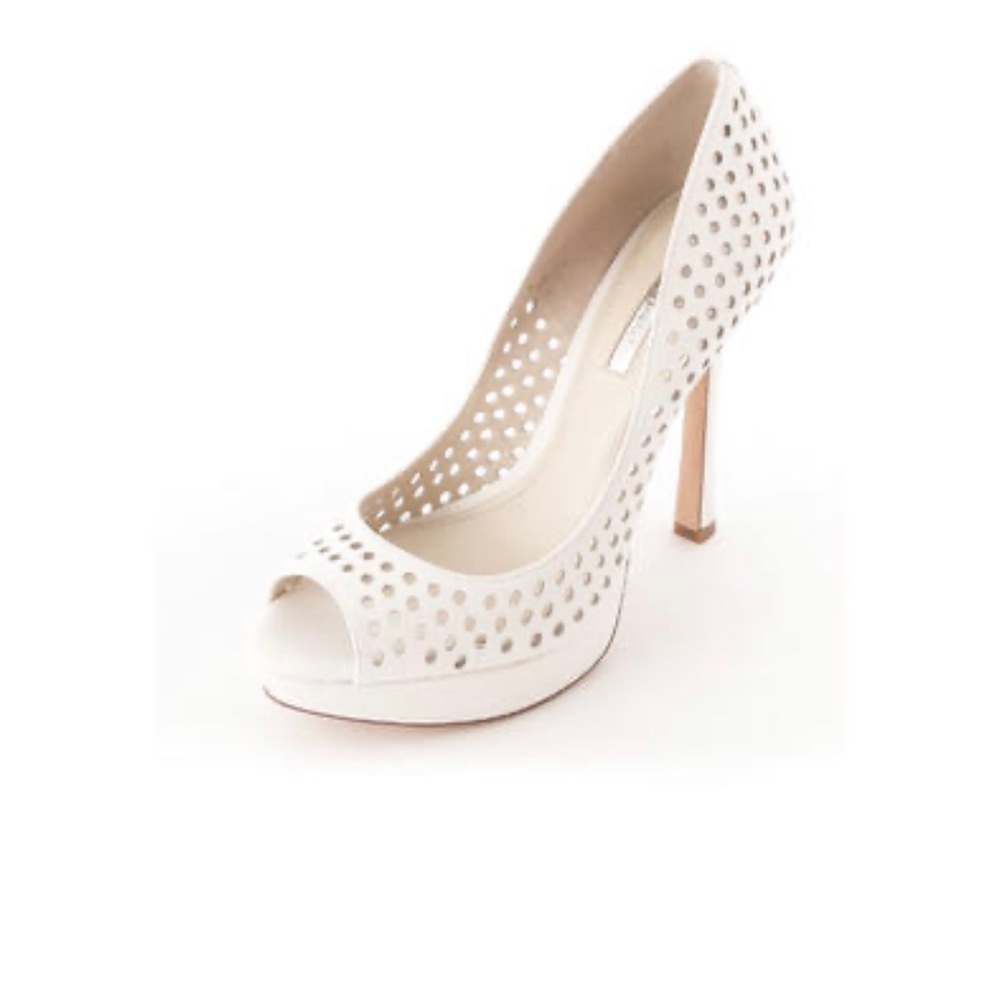 BCBG Sherrie US 6.5  White Peep Toe Platform Heel